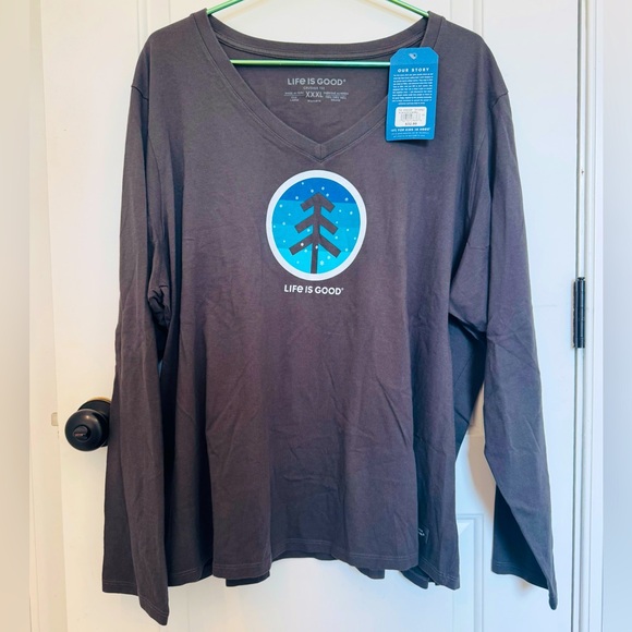 Life Is Good Tops - *NEW* WOMENS LIFE IS GOOD SNOWFALL CRUSHER V NECK TEE XXXL